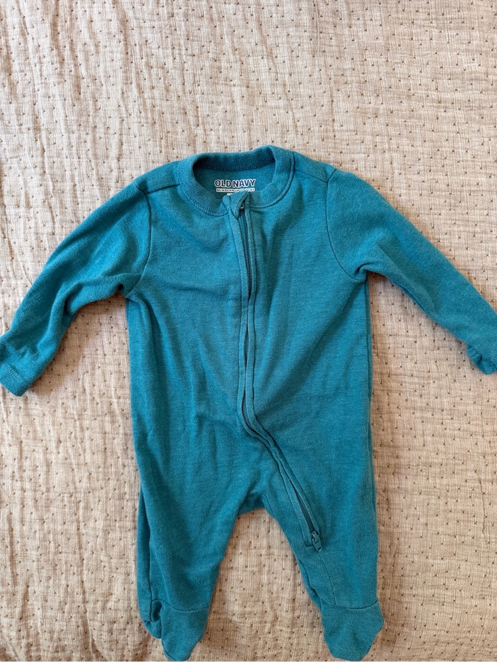 Old Navy Teal Footed Baby One-Piece Zipper Pajamas
